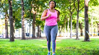 Woman running outside