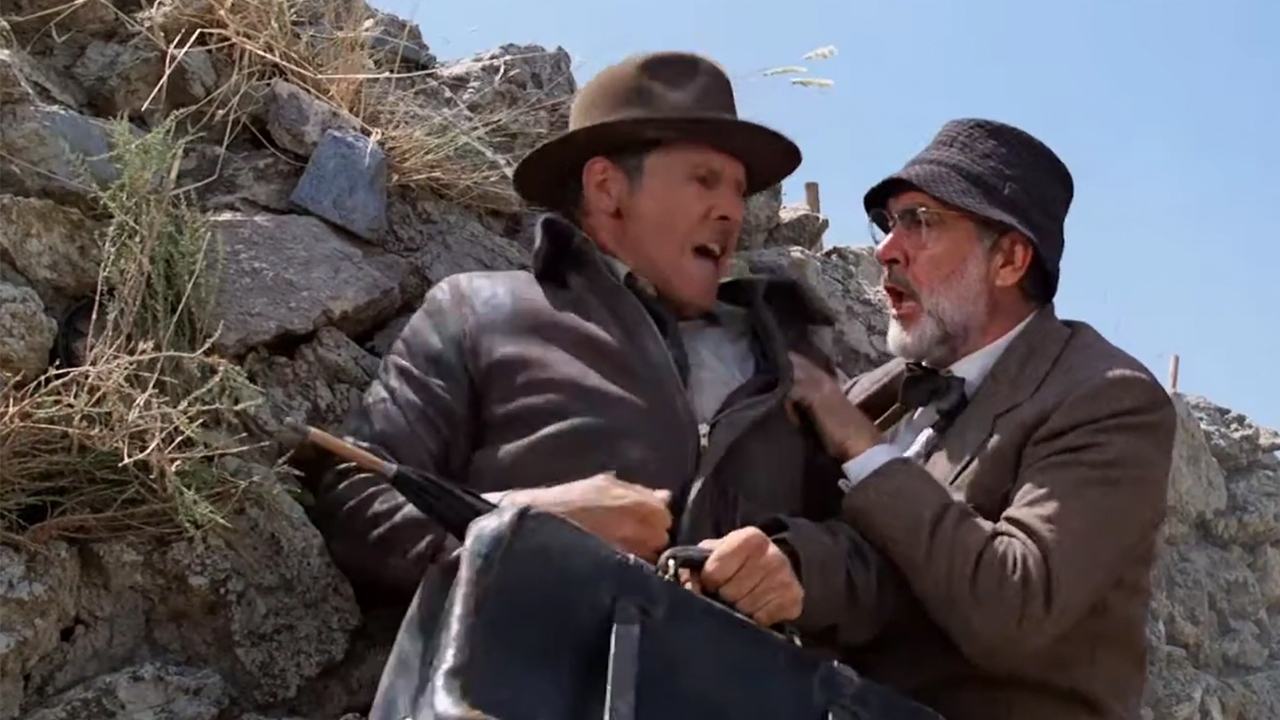 Harrison Ford yelling at Sean Connery in The Last Crusade