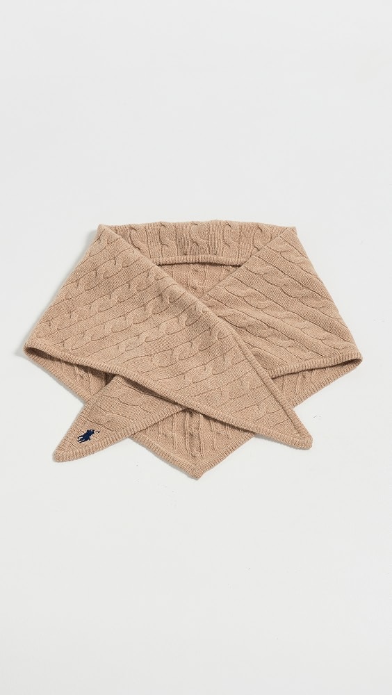 Cable Triangle Scarf - Camel