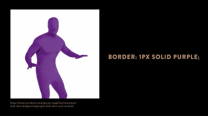 Picture shows a purple model of a man, and the text 'Border: 1px solid purple'