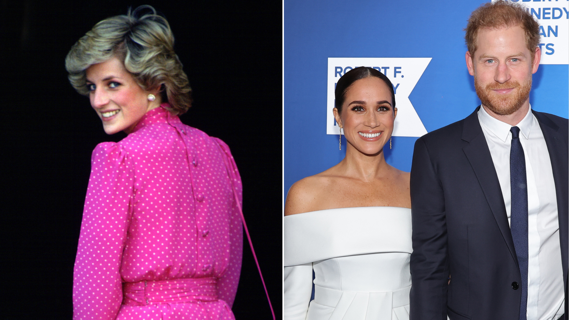 Princess Diana visits Rome in Italy wearing a bright pink dress and Meghan Markle and Prince Harry attend the 2022 Robert F. Kennedy Human Rights Ripple of Hope Gala