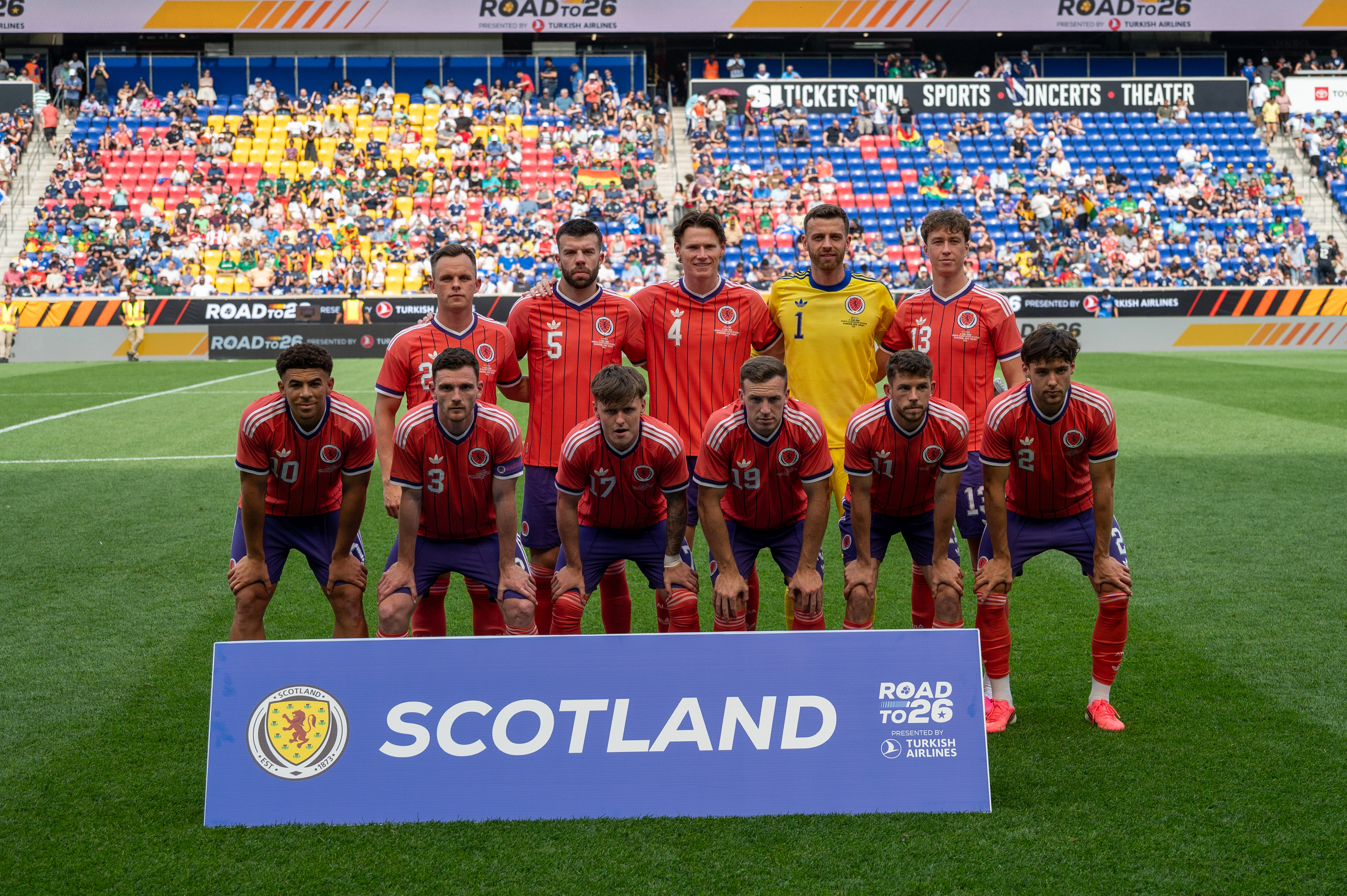 HARRISON, NEW JERSEY, UNITED STATES - 2026/06/06: The Scottish National Team starting 11 team photo before international friendly match against Bolivia. Scotland 4:0 Bolivia. (Photo by Ron Smits/SOPA Images/LightRocket via Getty Images)
