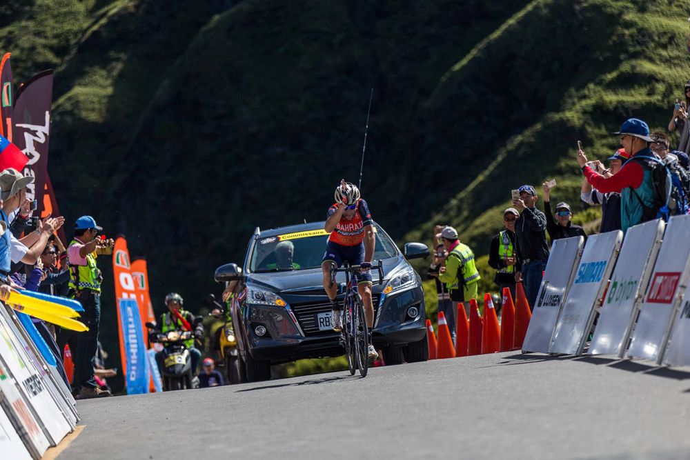 Nibali begins to celebrate at the Taiwan KOM Challenge