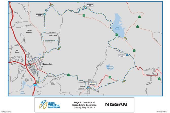 2013 Amgen Tour of California - Stage 1 map