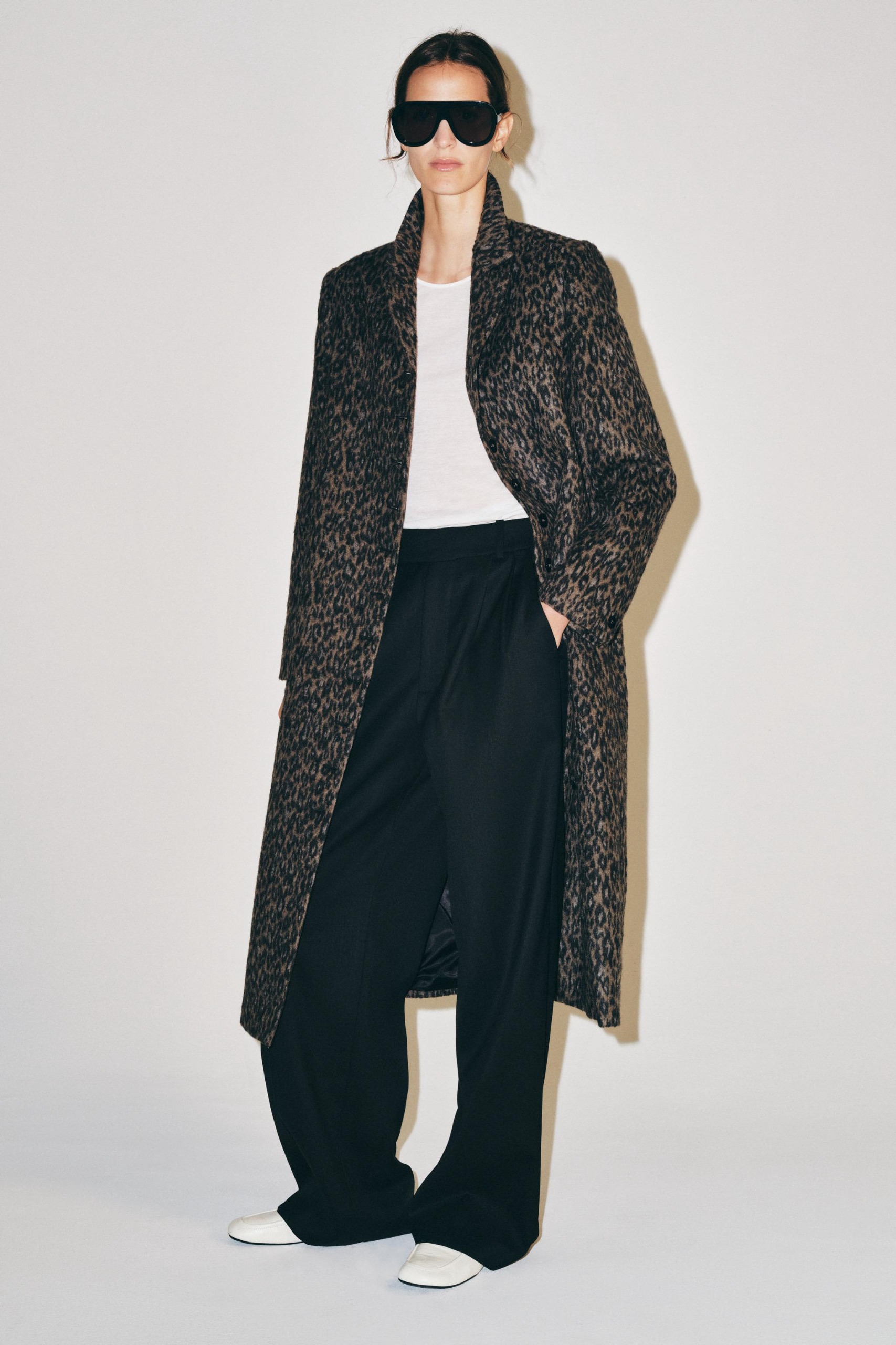ZARA Animal Print Long Coat Zw Collection