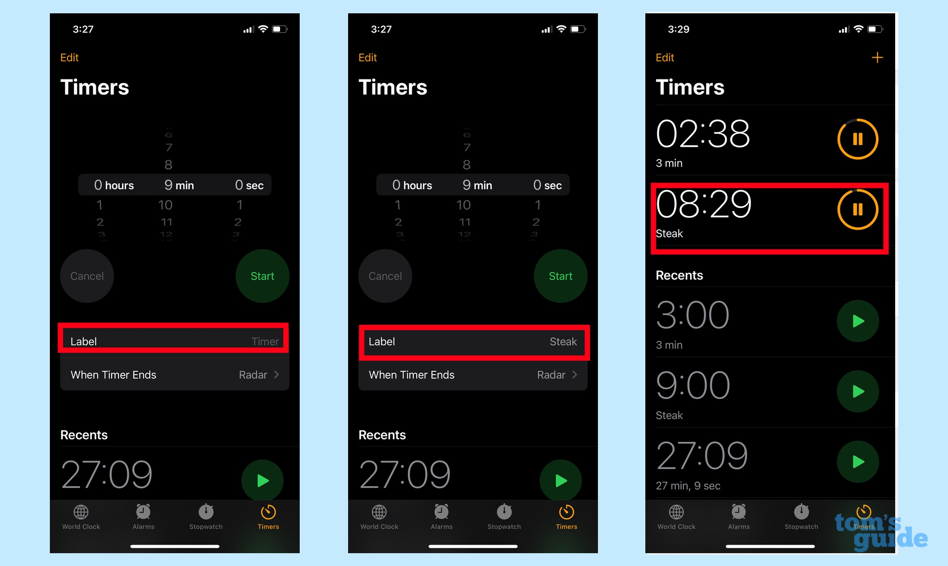 Label timers in iOS 17