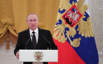 Russian President Vladimir Putin delivers a speech ahead of the new year.