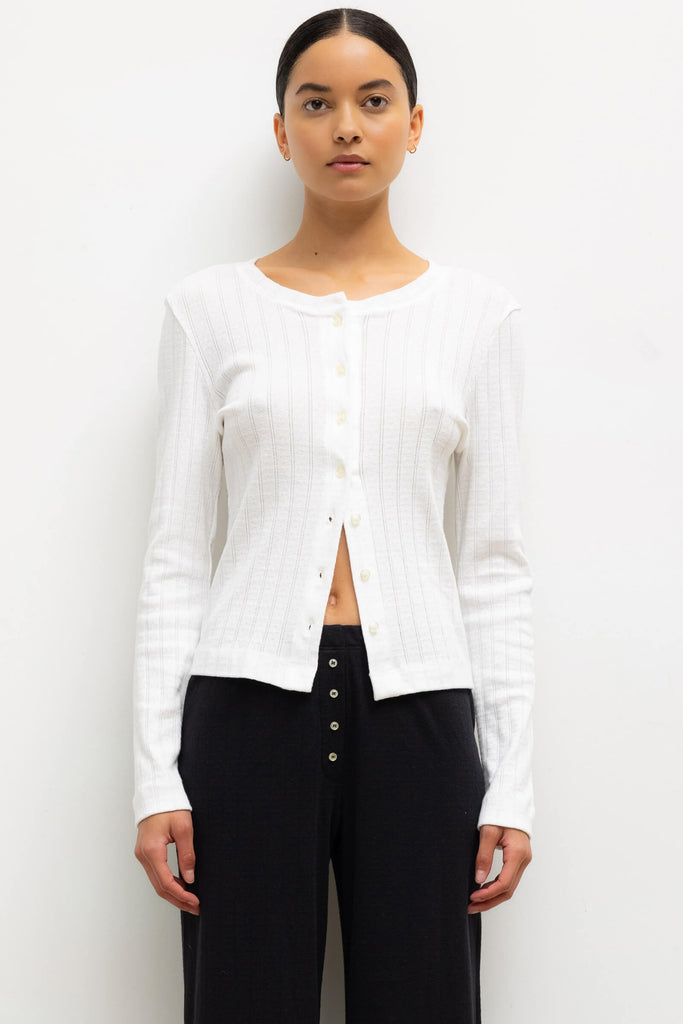 Pointelle Classic Crew Cardigan
