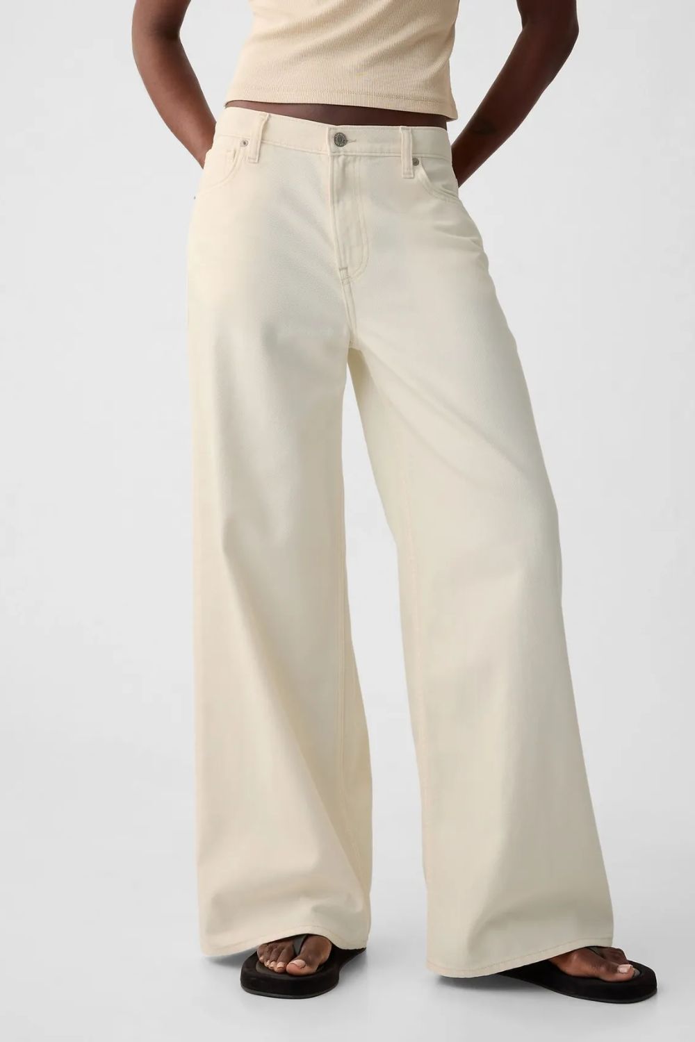 gap cream wide leg jeans
