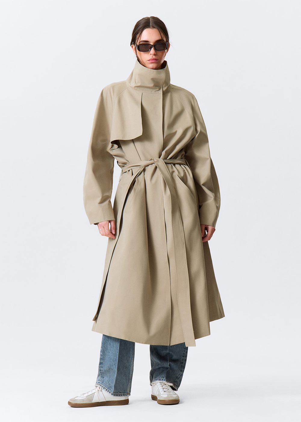 Weekday, Trench Coat With Funnel Collar
