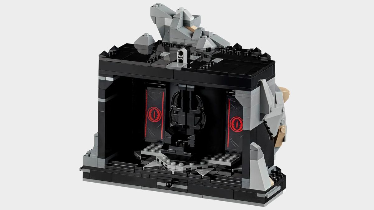 Lego Barad-dur pieces against a plain background