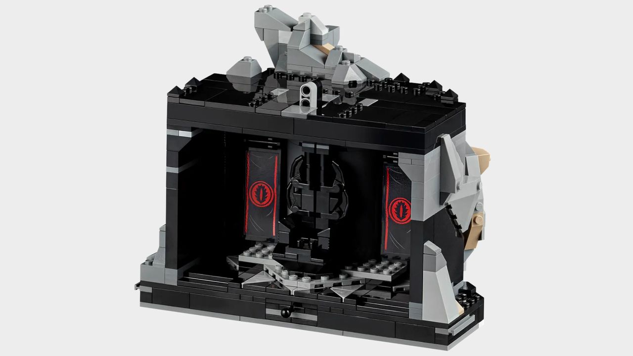 Lego Barad-dur pieces against a plain background