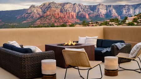 Views of red rocks from the rooftop at Sky Rock Sedona in Sedona, Arizona