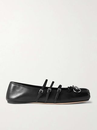 Horsebit-Detailed Leather Ballet Flats