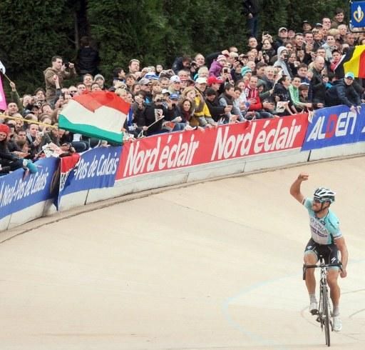 Tom Boonen has arrived solo in the Roubaix velodrome and has plenty of time to enjoy his victory.