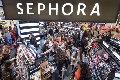 A crowded Sephora store.