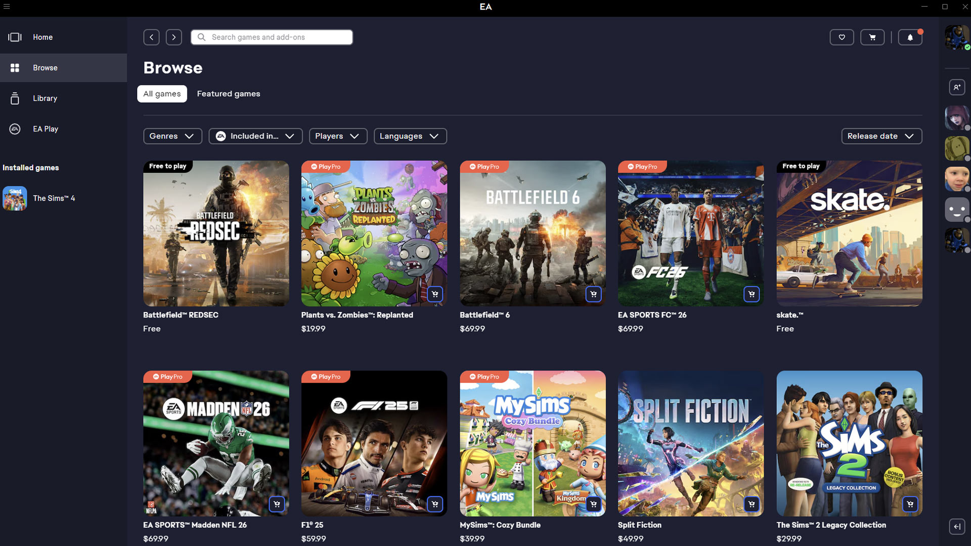 The EA Launcher in 2025