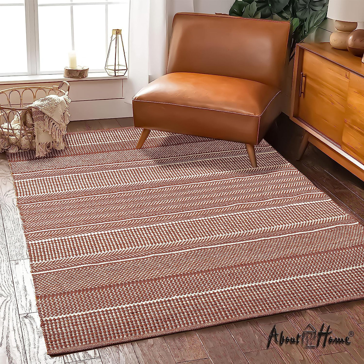 About Home No Pattern and Not Solid Colour Handmade Brown/white Indoor / Outdoor Area Rug | Wayfair.co.uk