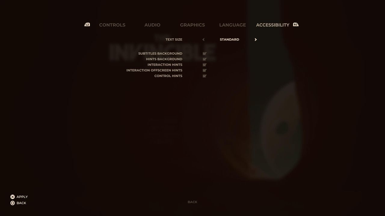Menu shots from the game The Invincible