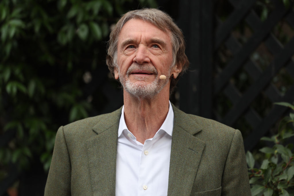 Manchester United owner Sir Jim Ratcliffe speaks during a media event to unveil the company's "Ineos Fusilier" outside the Grenadier public House in London on February 23, 2024. Manchester United new co-owner Jim Ratcliffe unveiled Friday his Ineos group's latest 4x4 electric vehicle, while calling on governments to understand the limitations of climate-friendly vehicles.