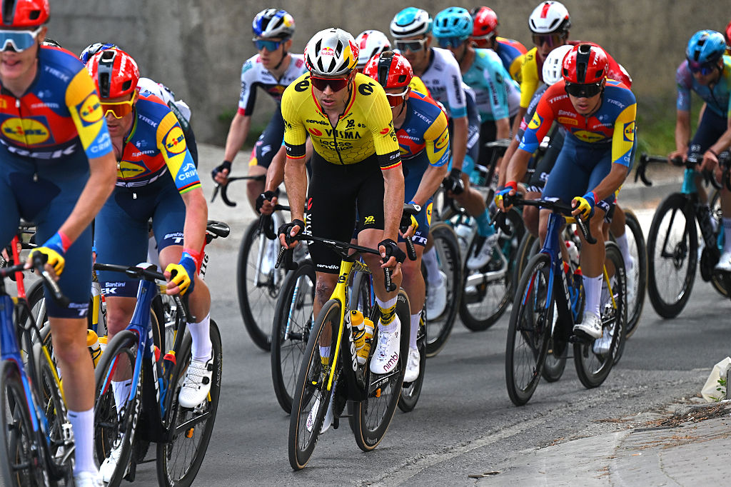 TIRANA ALBANIA MAY 09 Wout Van Aert of Belgium and Team Visma Lease a Bike competes during the 108th Giro dItalia 2025 Stage 1 a 160km stage from Durres to Tirana UCIWT on May 09 2025 in Tirana Albania Photo by Tim de WaeleGetty Images
