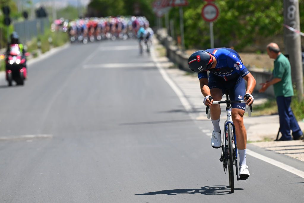 BOCCA DELLA SELVA ITALY MAY 14 Clement Davy of France and Team Groupama FDJ attacks during the 107th Giro dItalia 2024 Stage 10 a 142km stage from Pompei to Cusano Mutri Bocca della Selva 1389m UCIWT on May 14 2024 in Bocca della Selva Italy Photo by Tim de WaeleGetty Images