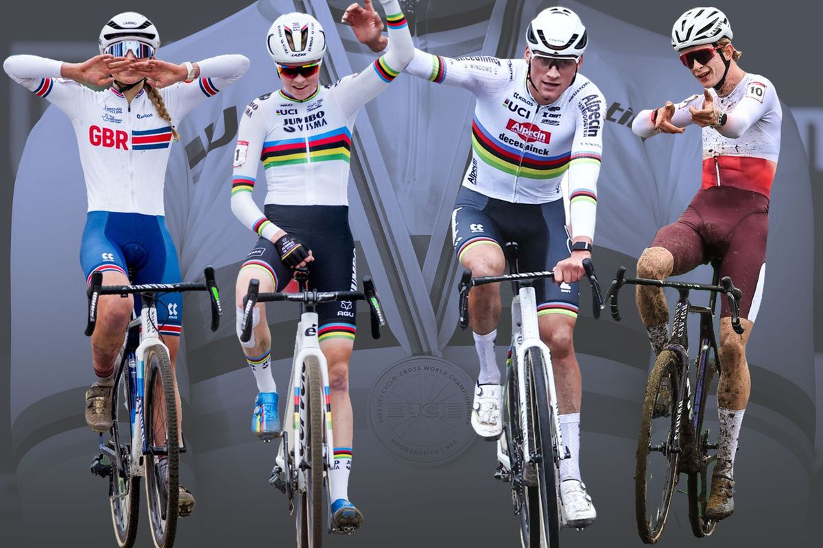 Composite image of Cat Ferguson, Fem van Empel, Mathieu van der Poel and Tibor del Grosso