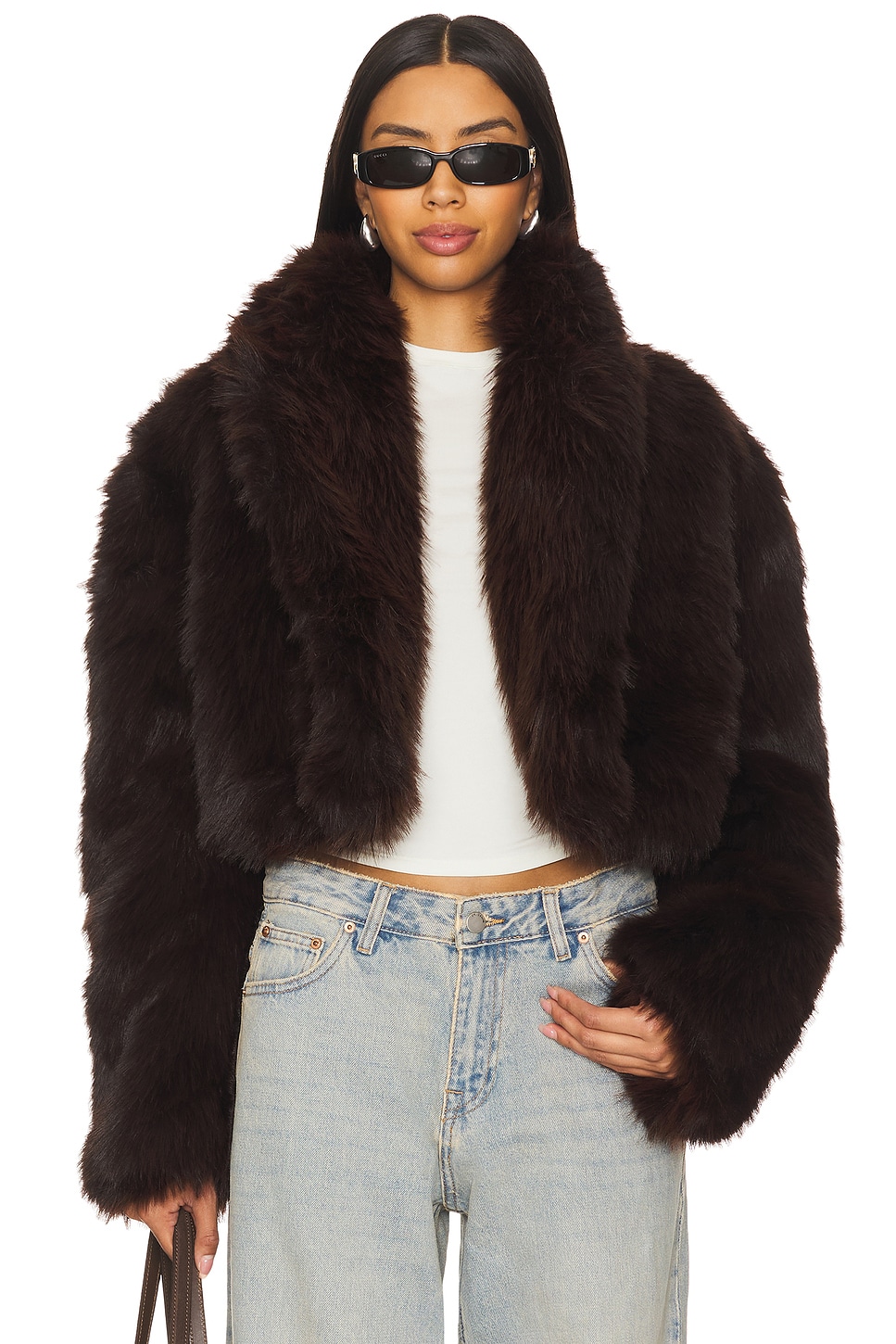 Stephanie Barrel Crop Faux Fur Jacket