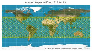 A proposed map of satellite system for Amazon's Kuiper satellite internet