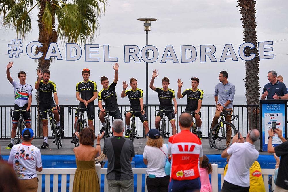 Mitchelton-Scott men's team take the stage at the Cadel Evans Great Ocean Road Race presentation