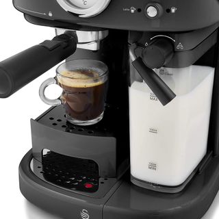 Black Swan Retro One Touch Espresso Machine making an espresso