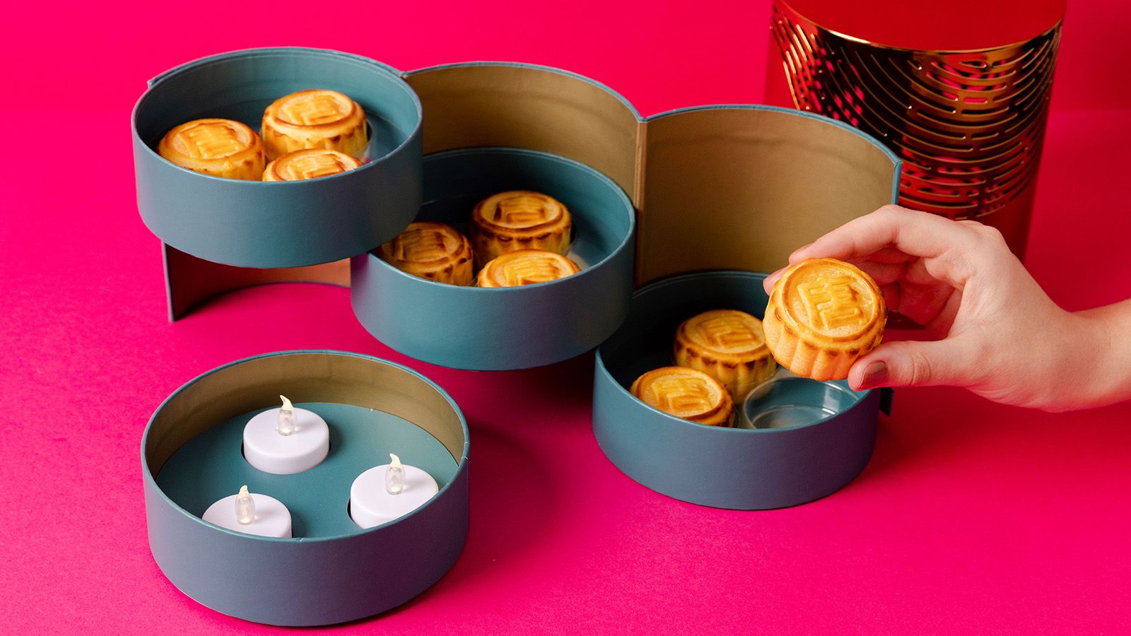 mooncakes on pink background