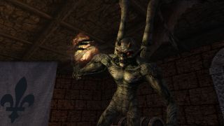 An imp hovers in a Skygerfall dungeon