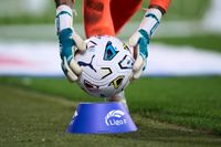 Lola Gallardo of Atletico de Madrid holds the official Liga F match ball during the Liga F Moeve 2026/27 match between FC Barcelona and Atletico de Madrid at Estadi Johan Cruyff on September 12, 2026