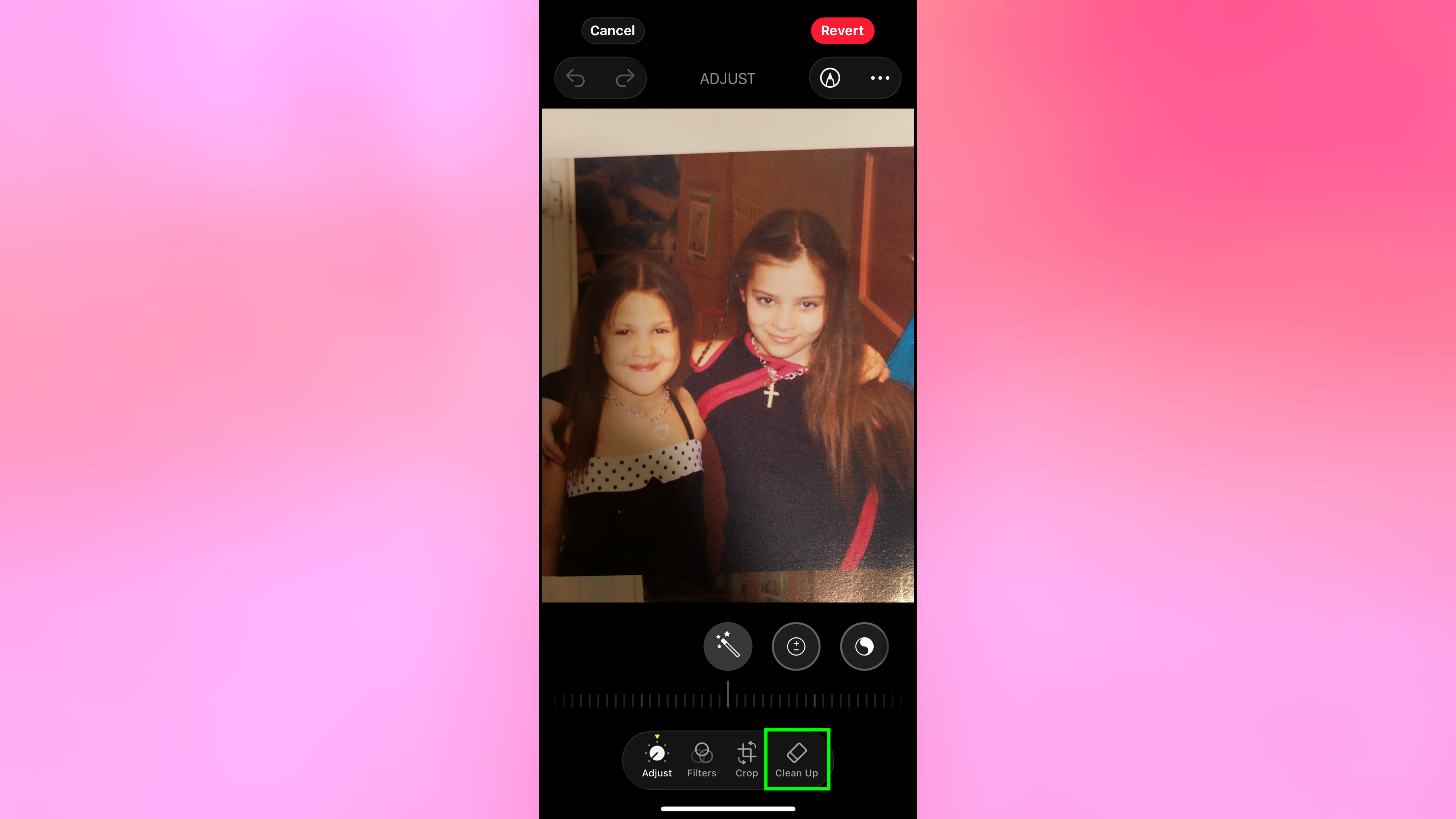 Clean Up highlighted on iPhone photo