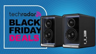 Edifier QR65 on blue background, with TR's 'Black Friday deals' badge 