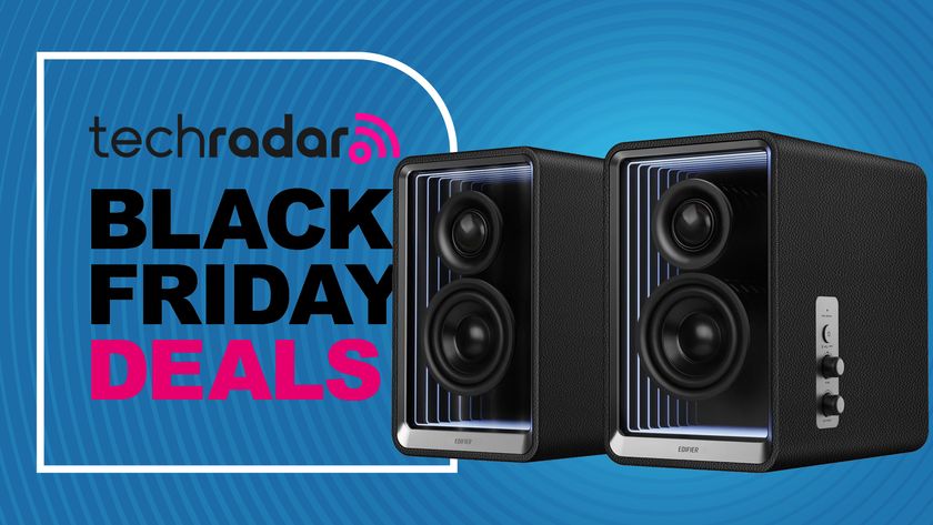 Edifier QR65 on blue background, with TR&#039;s &#039;Black Friday deals&#039; badge 