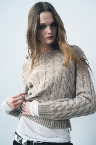 Cable-Knit 100% Cashmere Sweater