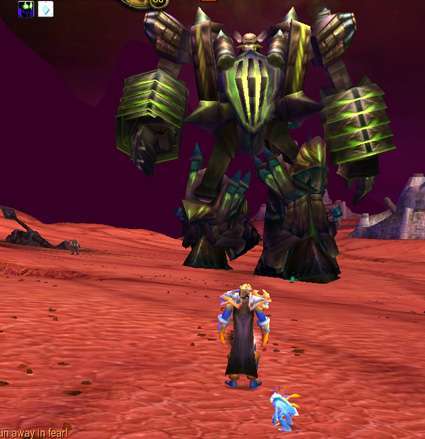 Gigantic Fel Reavers walk the plains of Outland.