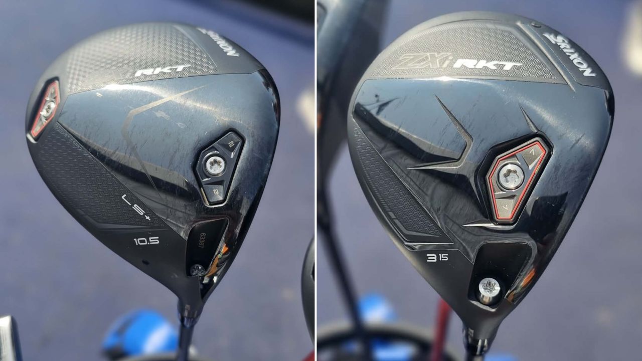 A close-up of Ryan Fox's driver and fairway woods
