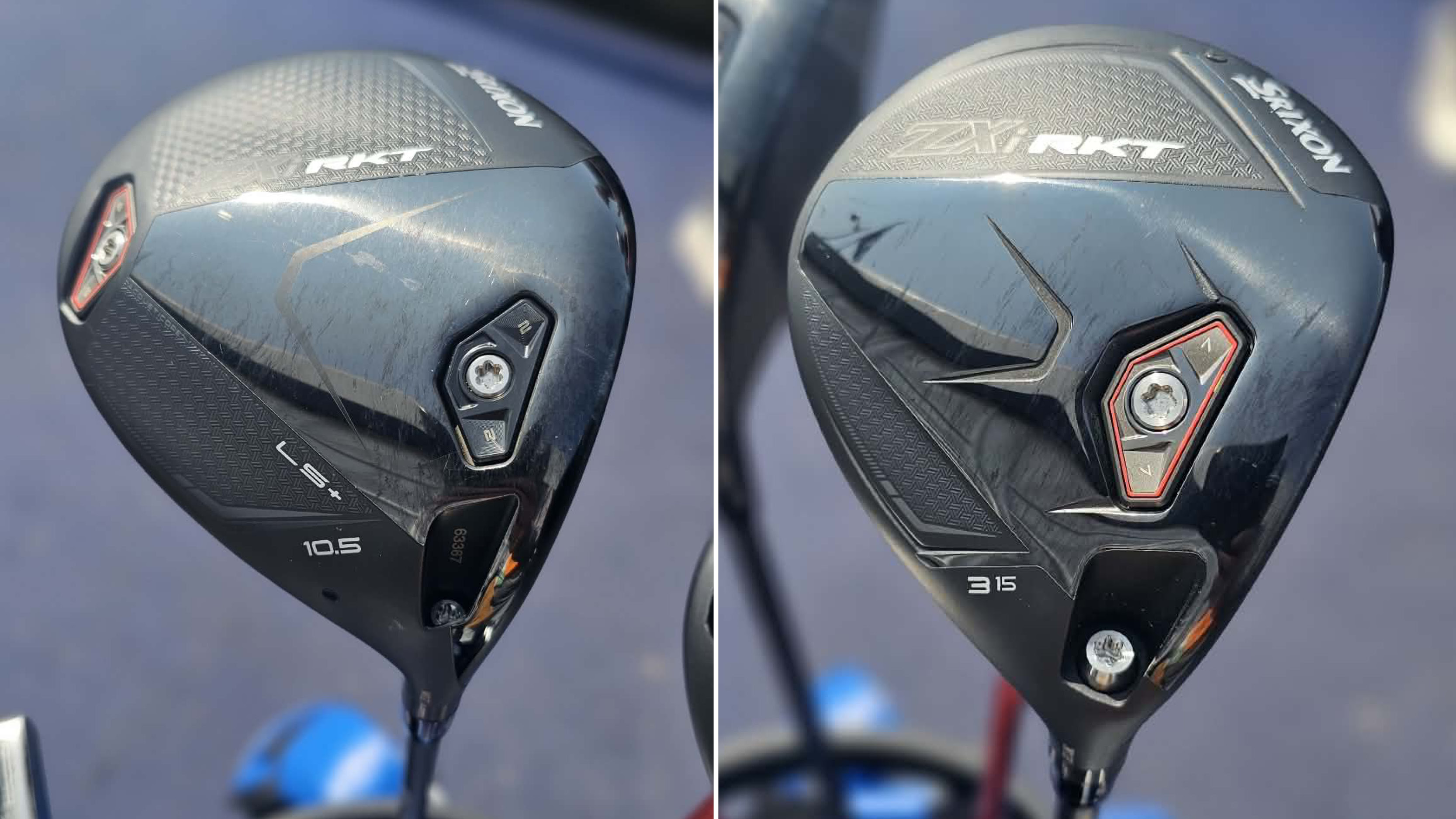 A close-up of Ryan Fox's driver and fairway woods