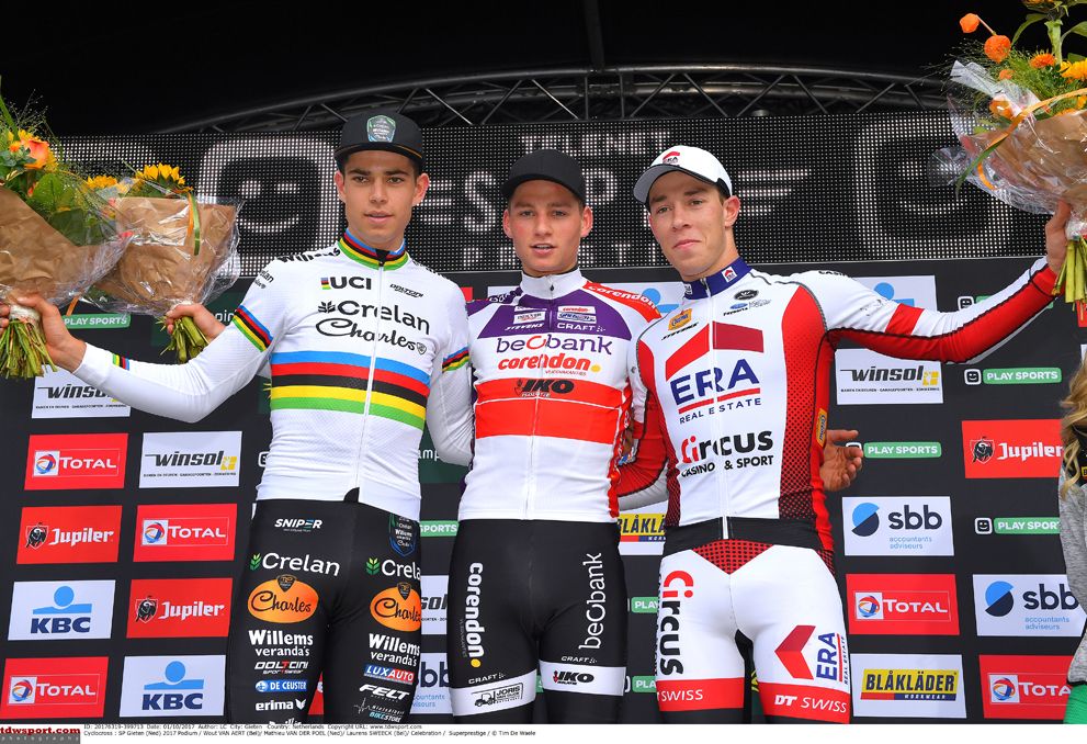 The podium at the Superprestige in Gieten