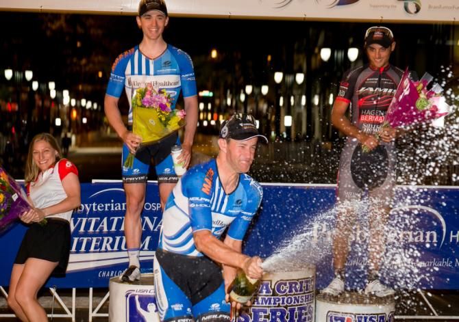 Hilton sprays the Champagne!