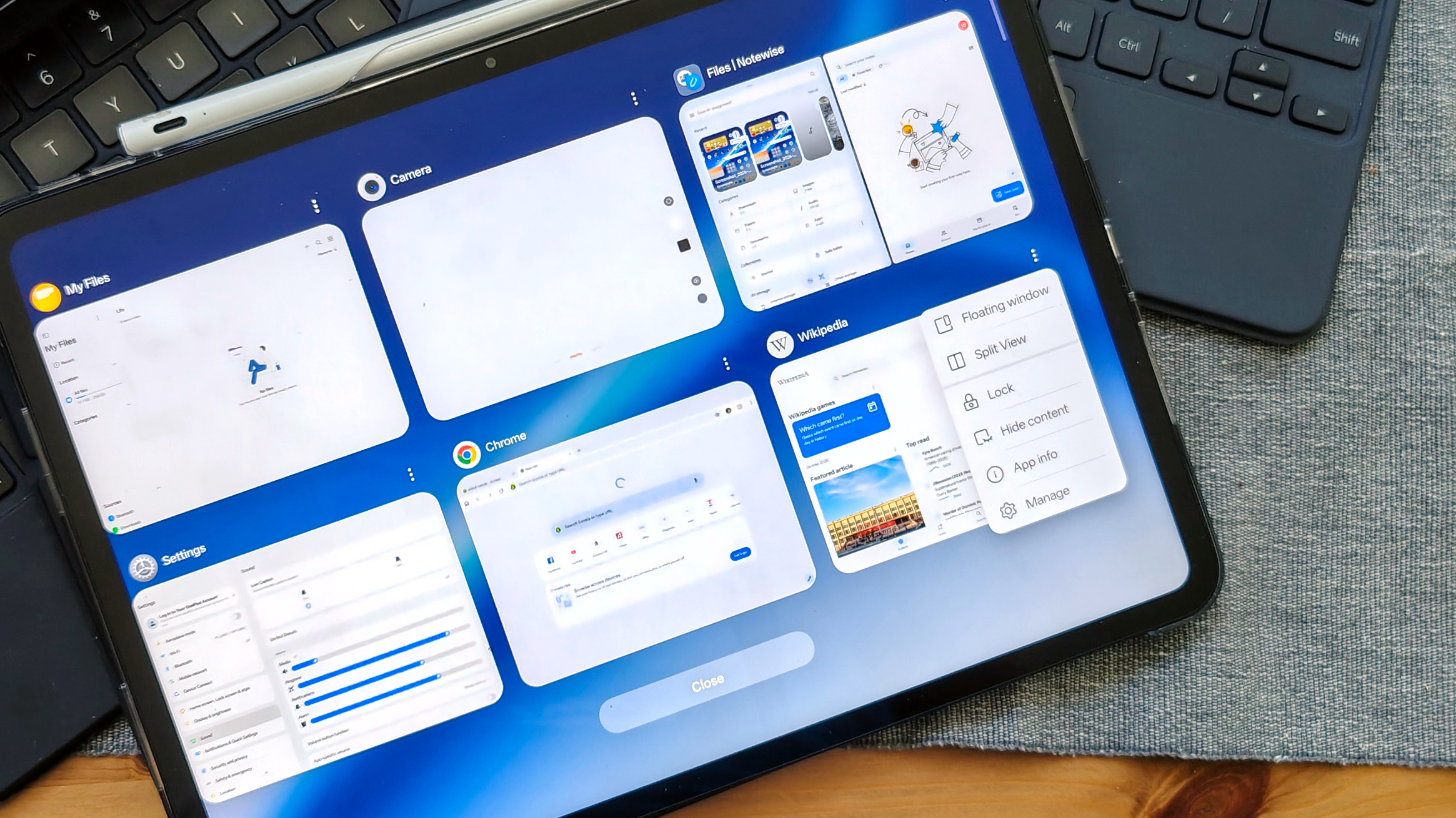 The OnePlus Pad Go 2 setting up split-screen mode.