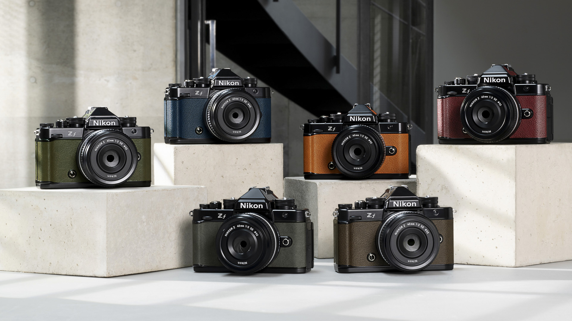 Nikon Z f camera in six different color versions