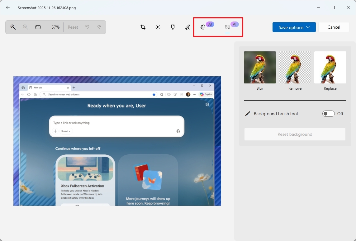 Copilot AI features in Photos