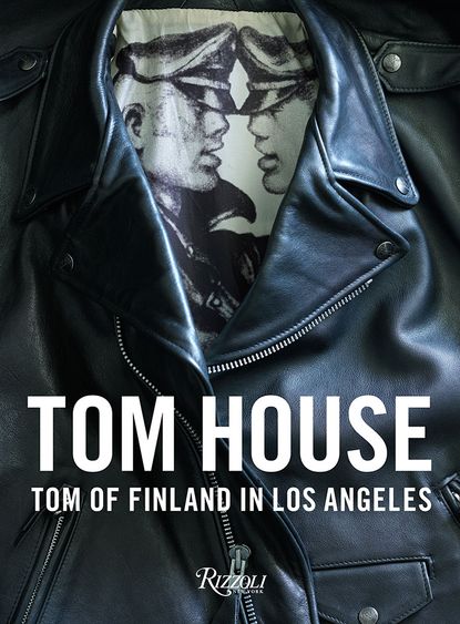 Front cover of Tom House with a close up image of a leather jacket, the top opening to reveal another garment with two soldiers face to face.