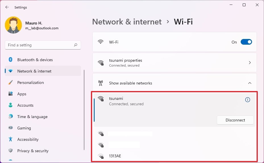 Windows 11 wireless networks