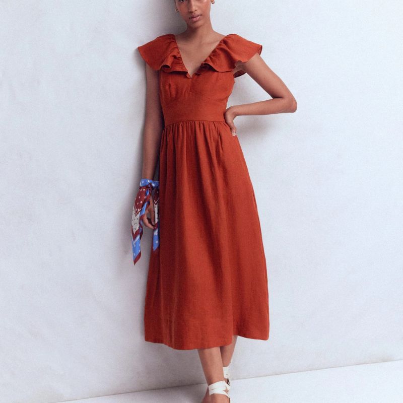 Boden , Mega Ruffle Linen Dress