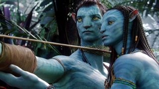 Sam Worthington as Jake Sully and Zoe Saldana as Neytiri in Avatar (2009)